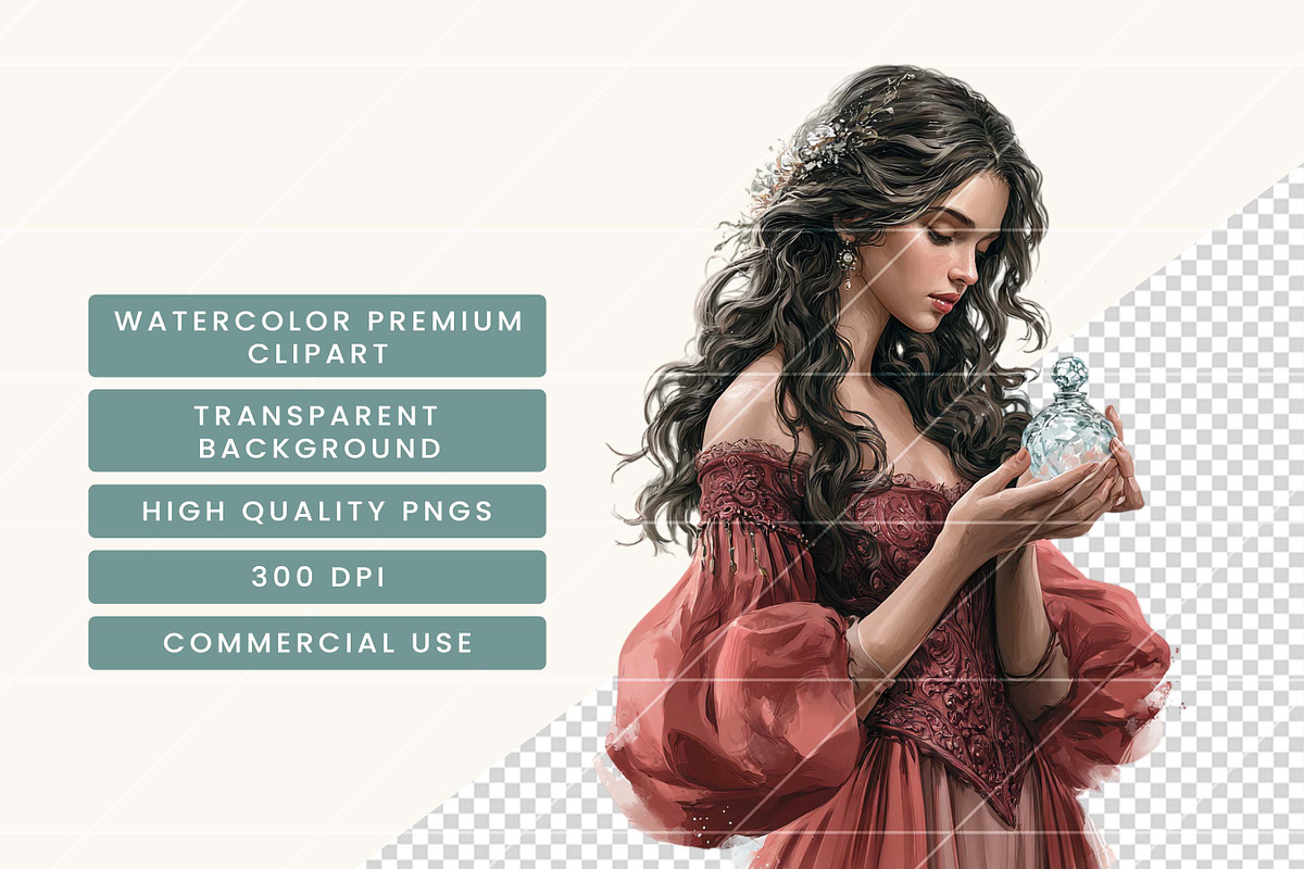 Mystic Women Fantasy Clipart Bundle, a Person Illustration by BusyDaydesign (Photo 7 of 9)