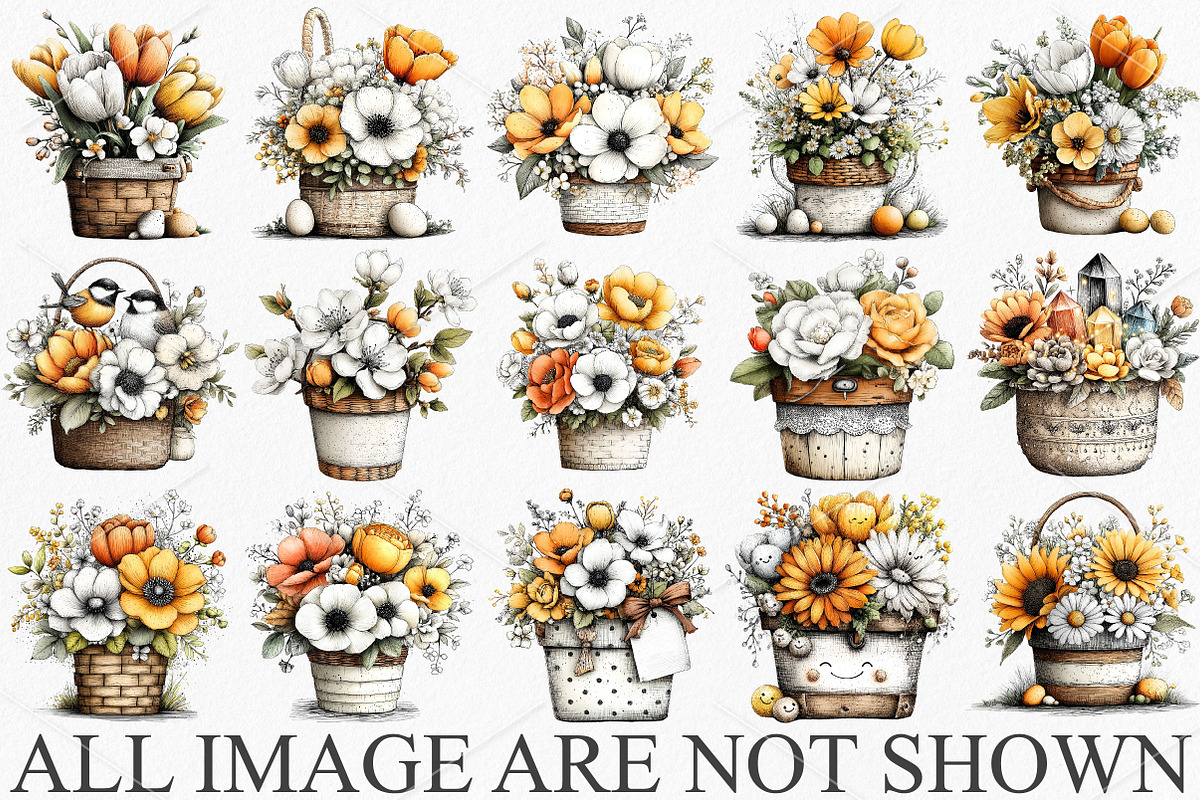 Whimsical Spring Flower Basket PNG, an Illustration by Canvas Craft (Photo 3 of 7)