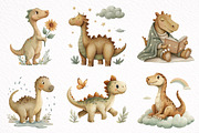 Watercolor Baby Dinosaur Clipart, an Illustration by DreamArtGraphic (Thumbnail 6 of 8)