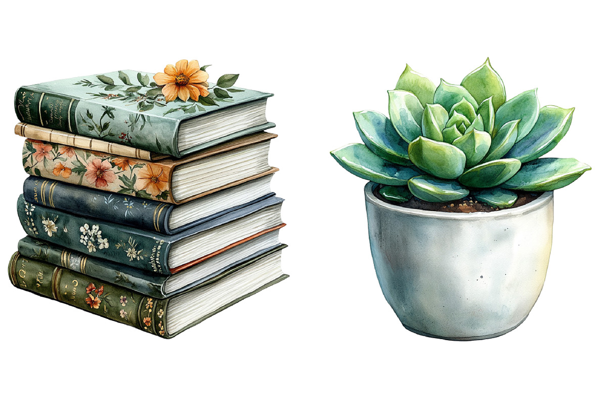 Watercolor Green Planner Clipart, an Illustration by Libby Wishes (Photo 3 of 5)