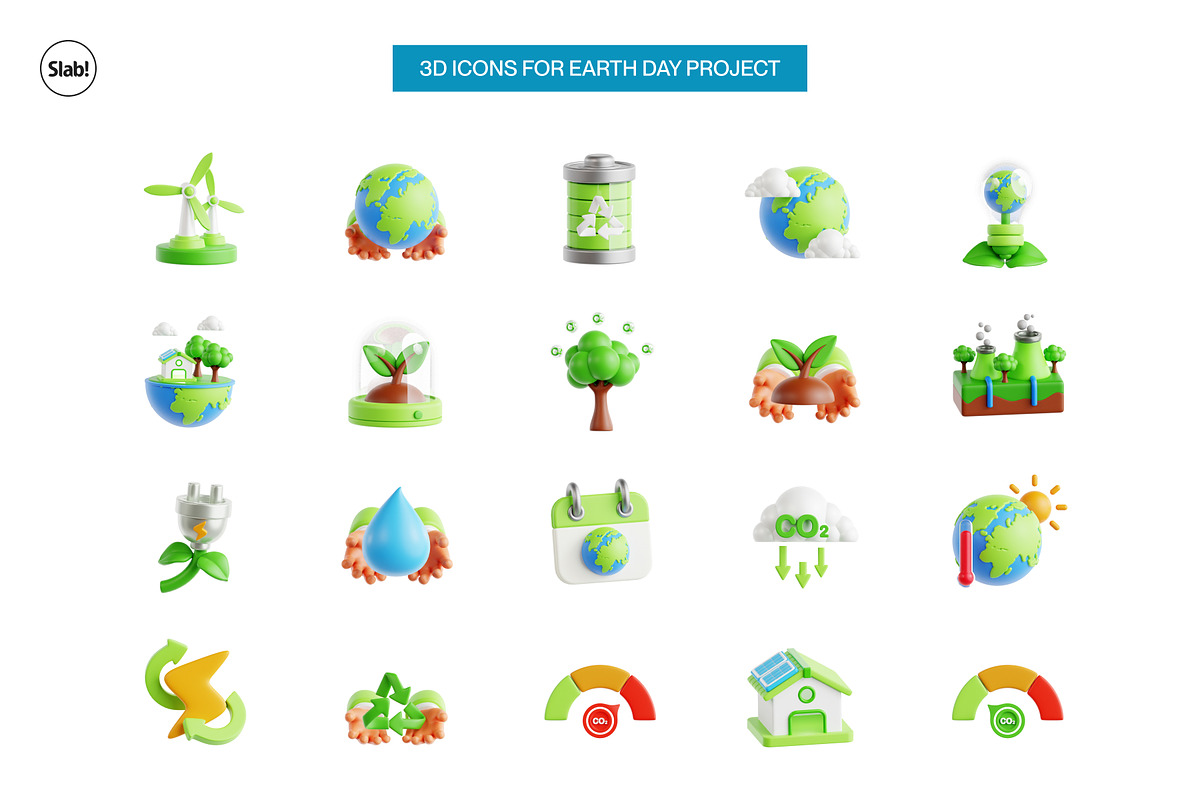 3D Earth Day Icon Pack, an Object 3D Model by SLAB! Design (Photo 2 of 4)