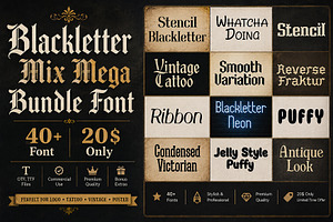 Blackletter Mix Mega Bundle Font, a Blackletter Font by Wow Magic