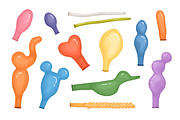 Deflated air balloons, cartoon set, a Decorative Illustration by Good Studio (Thumbnail 1 of 3)