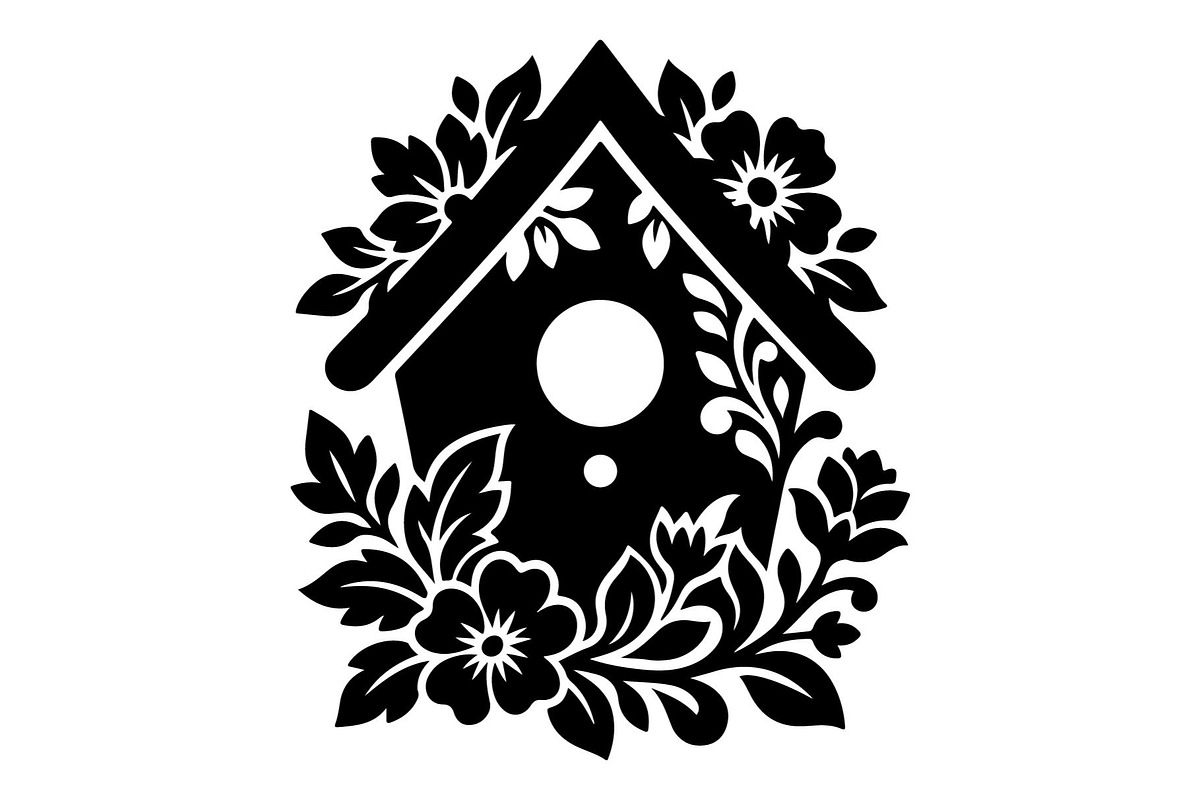 Floral Birdhouse Silhouette Bundle, an Object Graphic by hafijul (Photo 2 of 4)