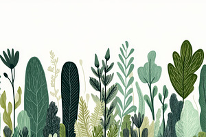 Elegant Botanical Illustration of Green Foliage Banner, an Abstract Photo by Natalia Klenova's Shop