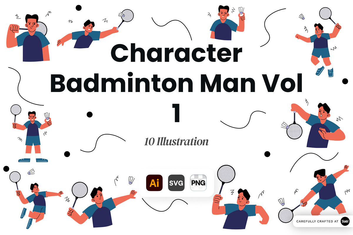 Character Badminton Man Vol 1, a Sport Illustration by SLAB! Design (Photo 1 of 3)
