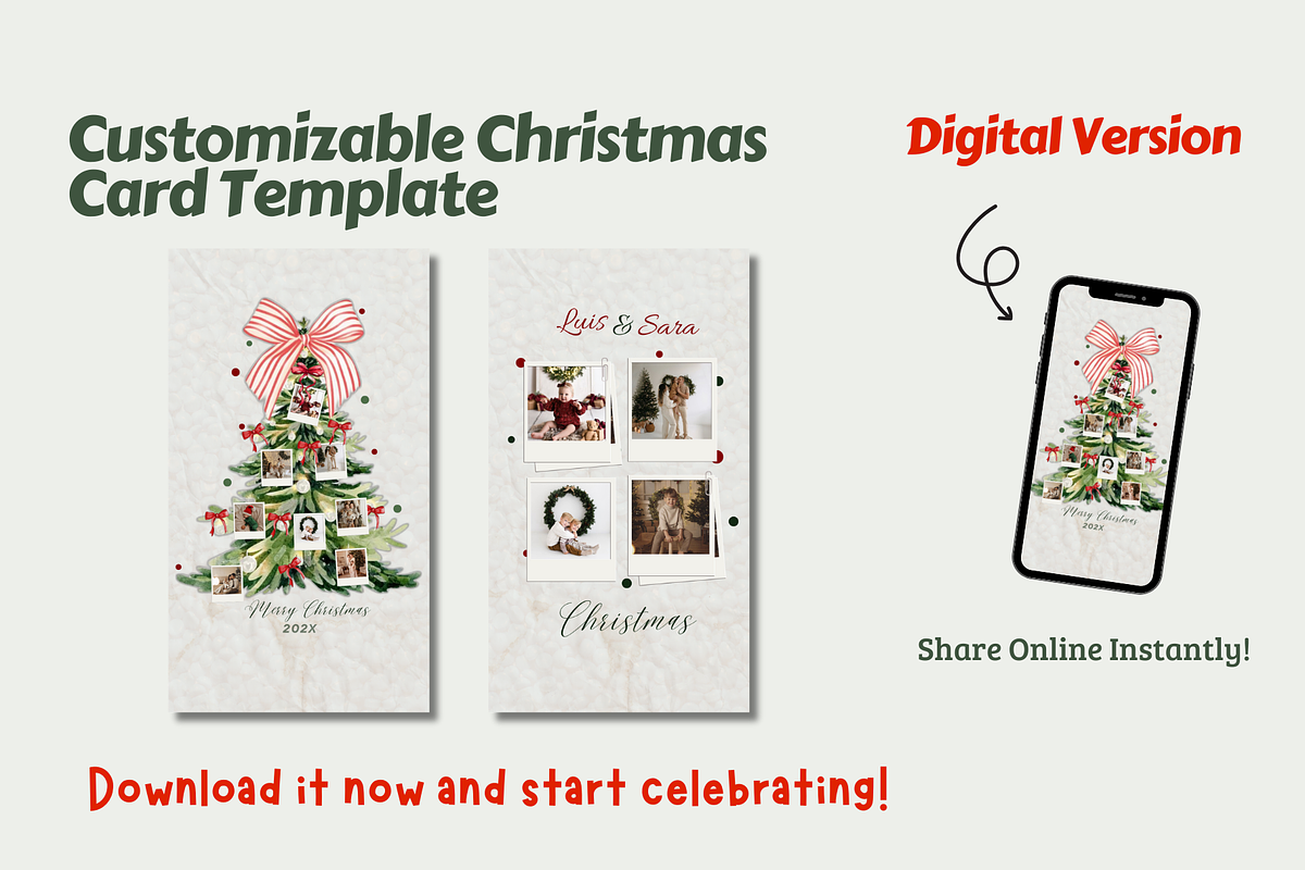 Customizable christmas card template, a Card Template by Prodesign (Photo 2 of 5)