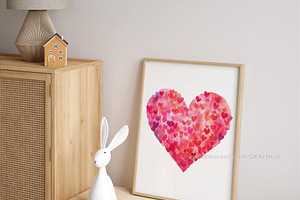 Watercolor Valentine Heart Clipart