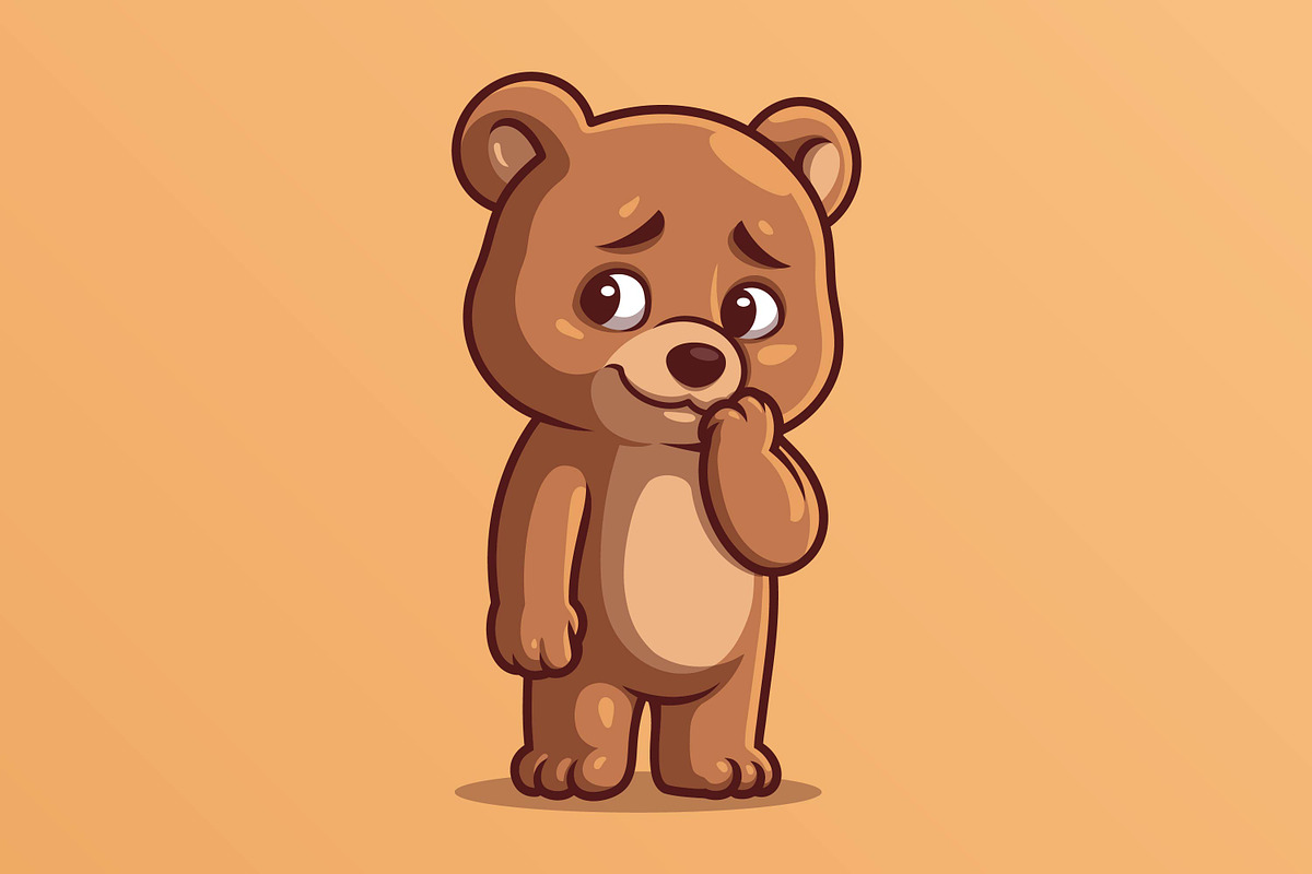 Shy Bear Cartoon Character, an Animal Illustration by Gumrega Studio
