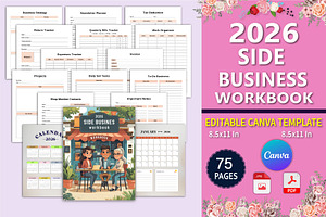 2026 Side Business Workbook, a Stationery Template by Designmela01