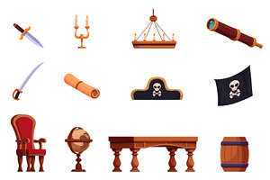 Pirate ship furniture. Wooden table, an Illustration by Valerie Bodnar