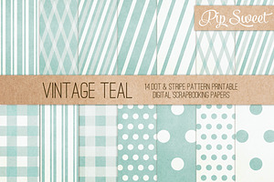 Vintage Teal 14 Pattern Set