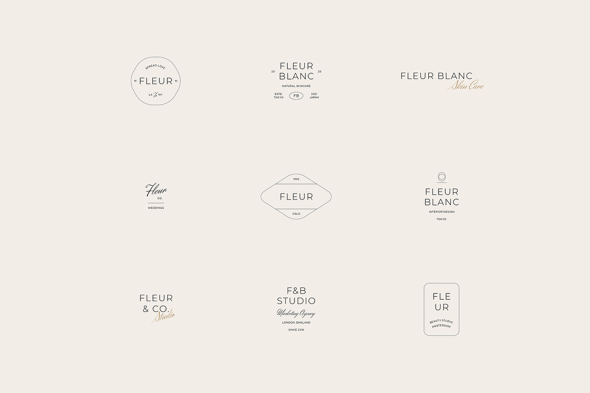 Fleur Minimal Logo Kit Ai Eps Psd, a Branding & Logo Template by Feel This (Photo 4 of 13)
