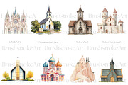 Church Clipart, Christmas Church PNG, a Decorative Illustration by BrushstrokeArtGB (Thumbnail 4 of 9)