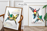 Colorful Parrots Clipart Set, an Animal Illustration by Leonaa art (Thumbnail 5 of 5)