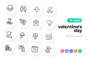 Valentine's Day 16 Thin Line Icons, an Outline Icon by Alex Blogoodf (Thumbnail 1 of 5)