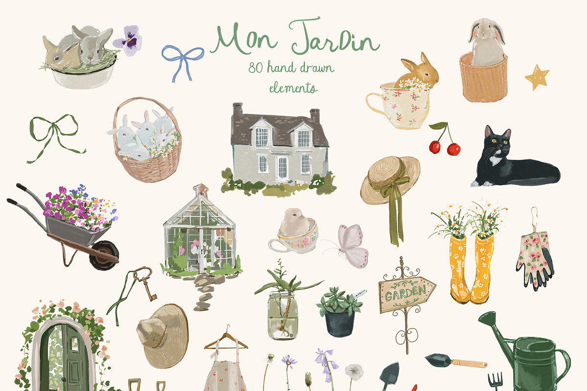 Spring Watercolor Illustrations, a Decorative Illustration by whiteheartdesign (Photo 2 of 30)