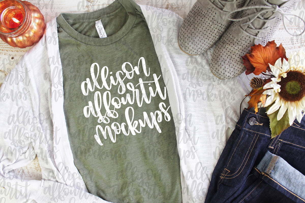 Bella+Canvas 3001 Fall Mockup, a Shirt Mockup by Allison Affourtit Mocks