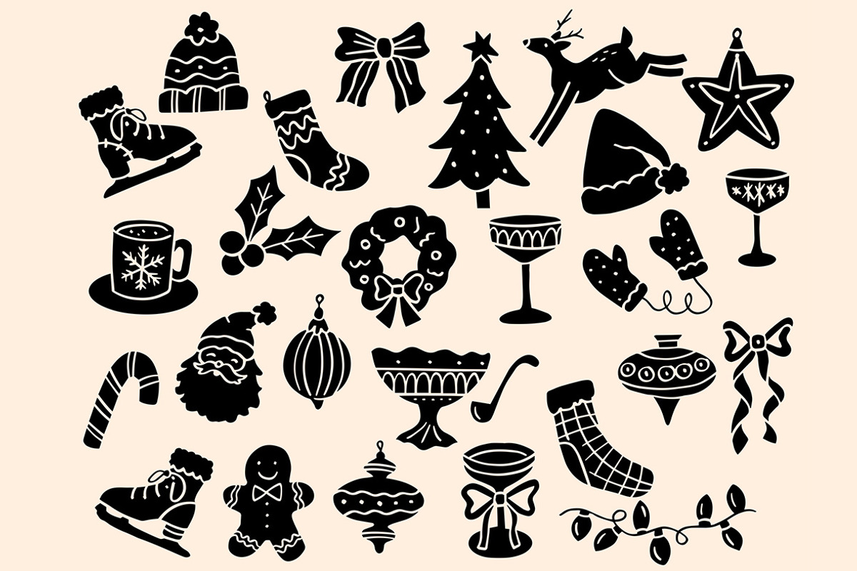 Christmas Icons Linocut Bundle, an Illustration by ClayStudio (Photo 2 of 8)