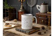 Vintage Cup Mockup on Wooden Desk, a Product Mockup by MockupWizard (Thumbnail 3 of 3)