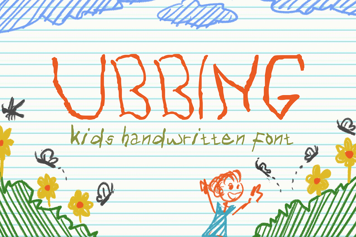Ubbing-Kid Handwritten Like Font, a Handwritten Font by Mofr 24 (Photo 1 of 8)