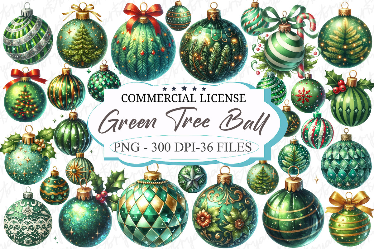 Green Christmas Tree Ball PNG, an Illustration by designcity5 (Photo 1 of 5)