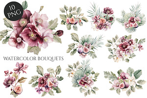 Watercolor Violet History Floral