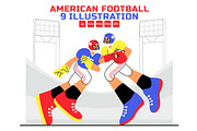 9 American Football Illustration, a Sport Illustration by denayunebgt (Thumbnail 1 of 3)