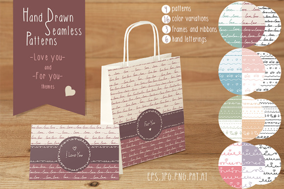 Hand drawn patterns. Love theme preview 5