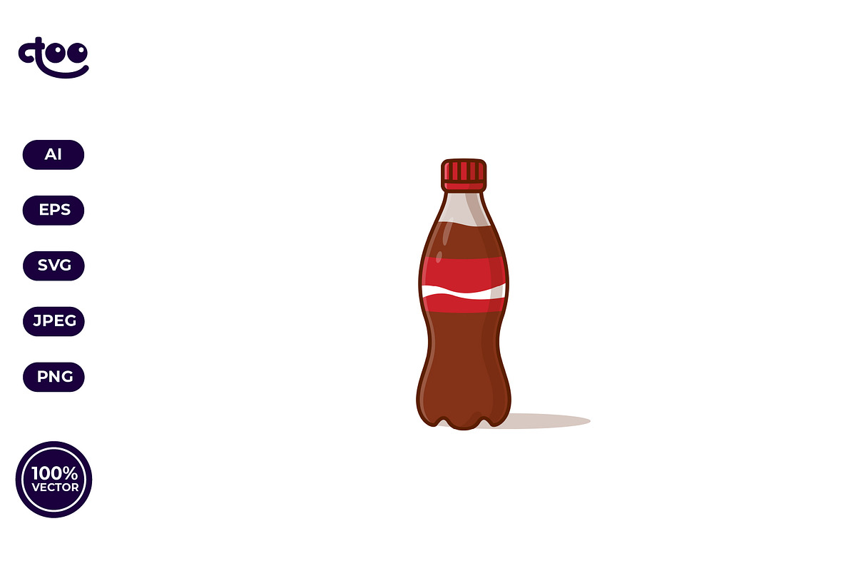 Simple Classic Soda Bottle cartoon, a Food Illustration by Satisfactoons (Photo 1 of 3)