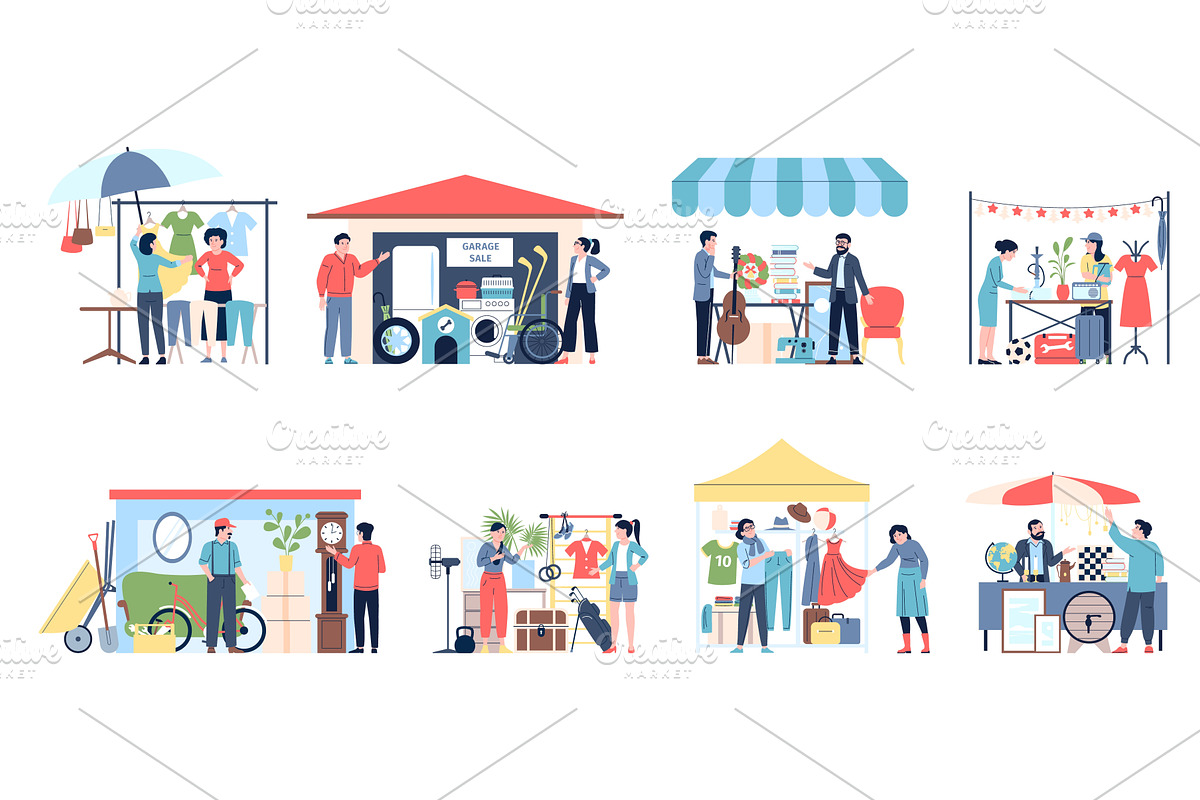 Flea market scenes. Garage sale, a Graphic by LadadikArt