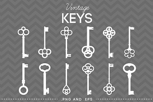 12 Vintage Skeleton Keys