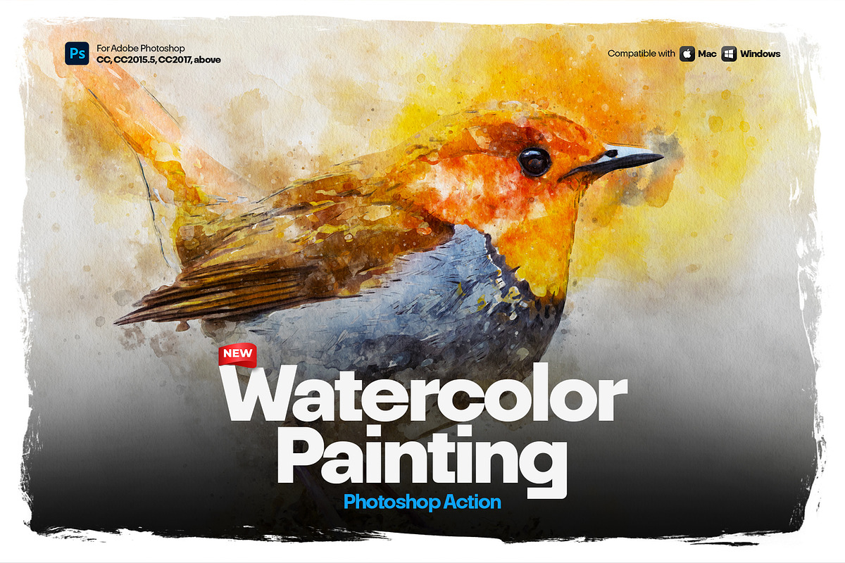 Watercolor Painting Photoshop Action, an Action Add-On by Shovajit
