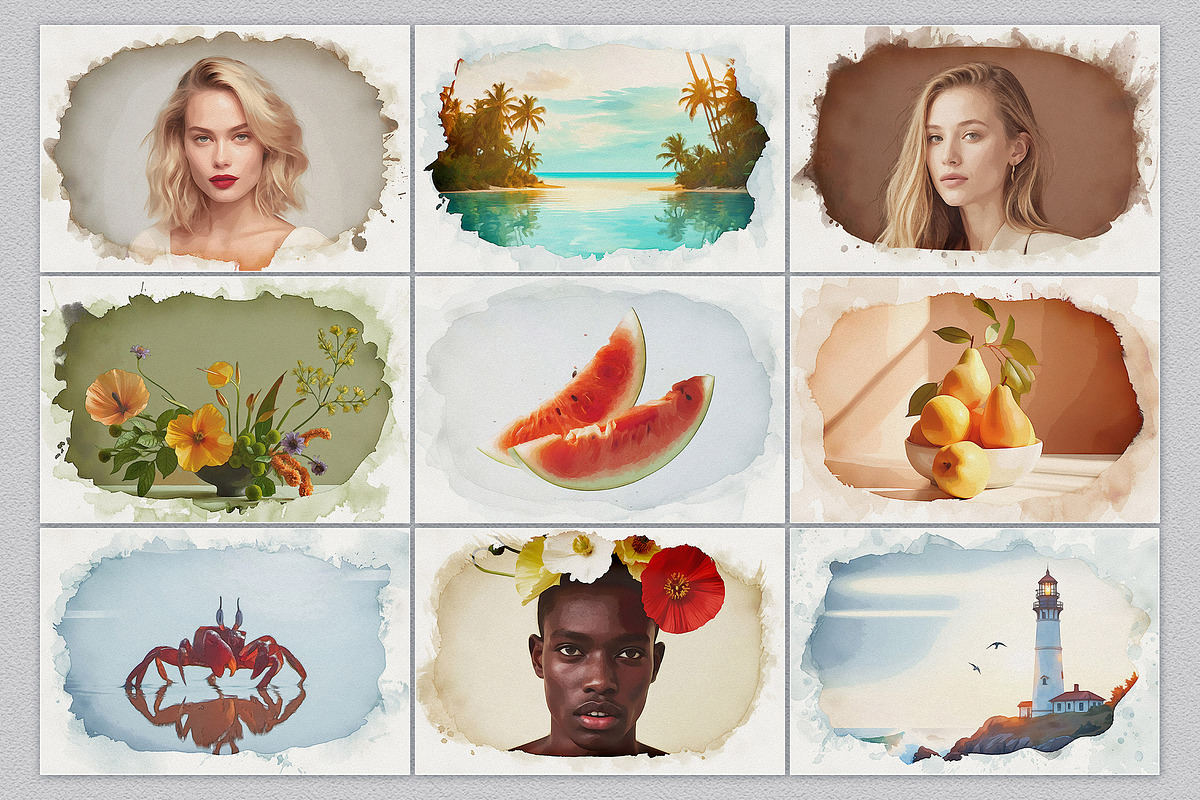 Watercolor Frames Photoshop Effects, a Layer Style Add-On by Andrew Skoch Design (Photo 10 of 12)