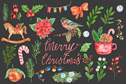 Christmas Decorations Watercolor Set, a Seasonal Illustration by Irina Avdeeva (Thumbnail 4 of 13)