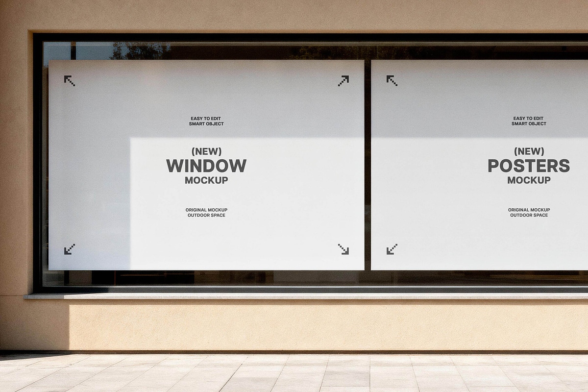 Double Storefront Posters Mockup, an Advertising Mockup by Design Squad