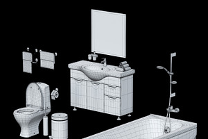 Large Set For Bathrooms 3d Model