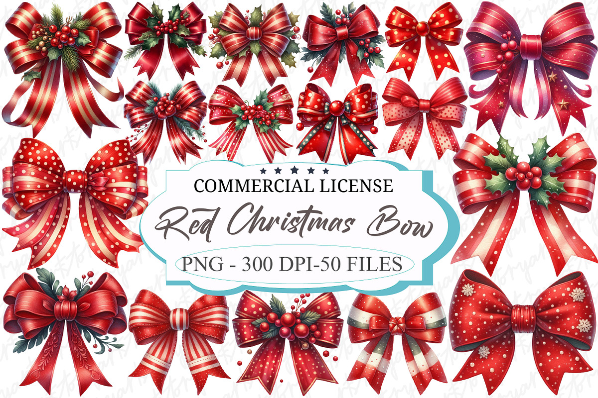 Red Coquette Christmas Bow Bundle, an Illustration by designcity5 (Photo 1 of 5)