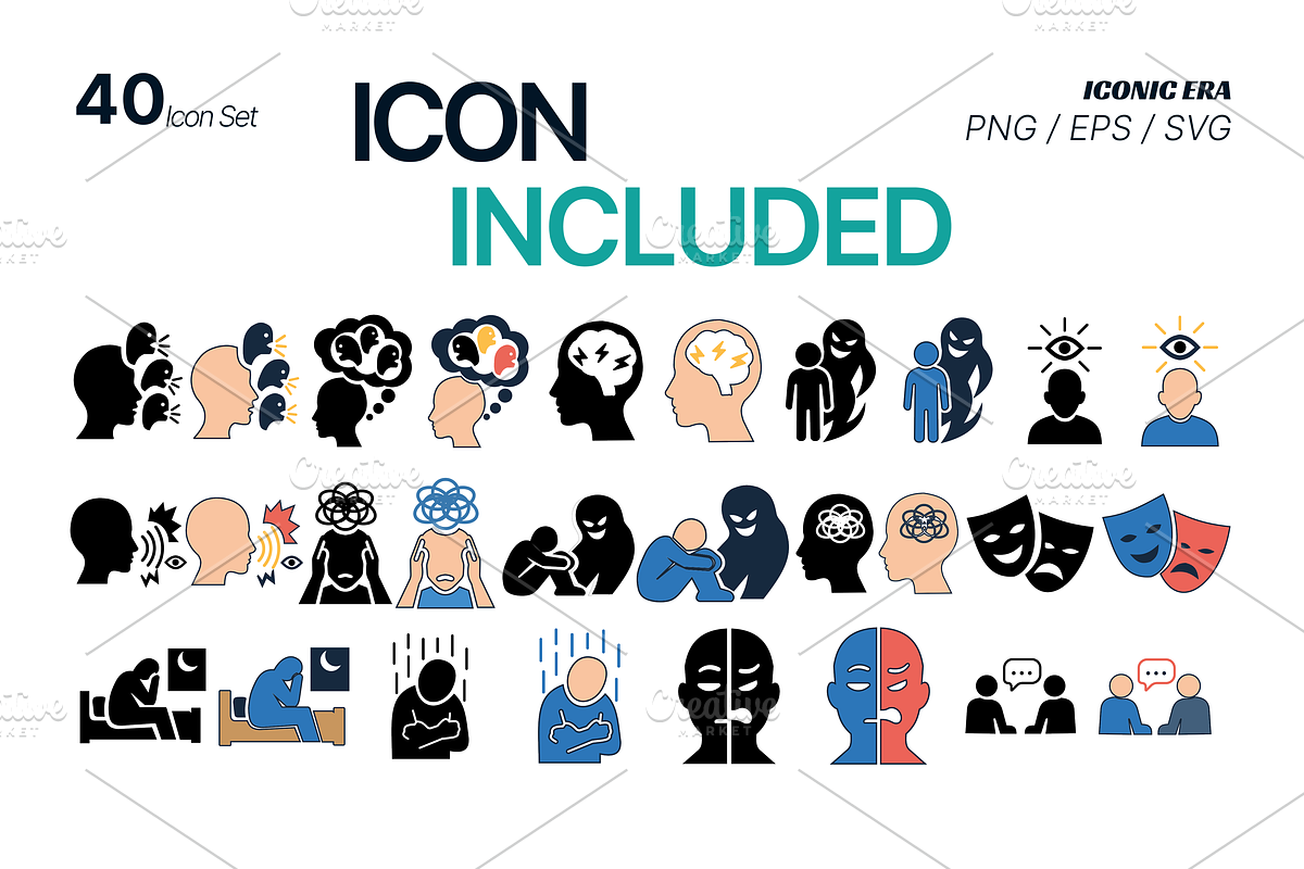 40 Psychotic Disorders Icon Set, a Healthcare Illustration by Iconic Era (Photo 2 of 3)
