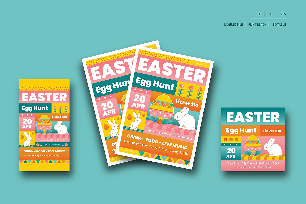 Easter Egg Hunt Flyer Set, a Flyer Template by Siska Arista (Photo 1 of 2)