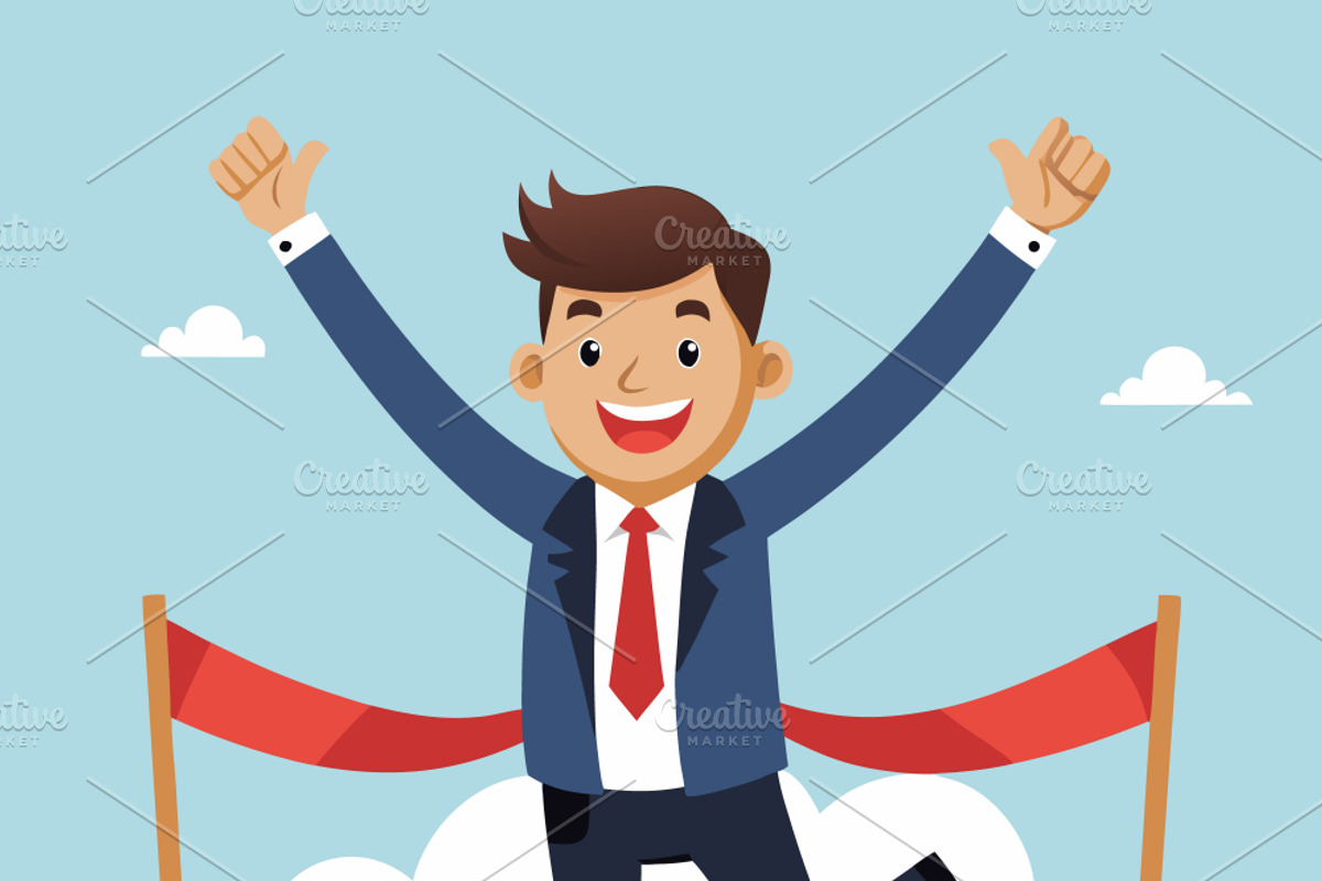 Man in suit crossing finish line, a Person Illustration by SouravDesign (Photo 2 of 3)