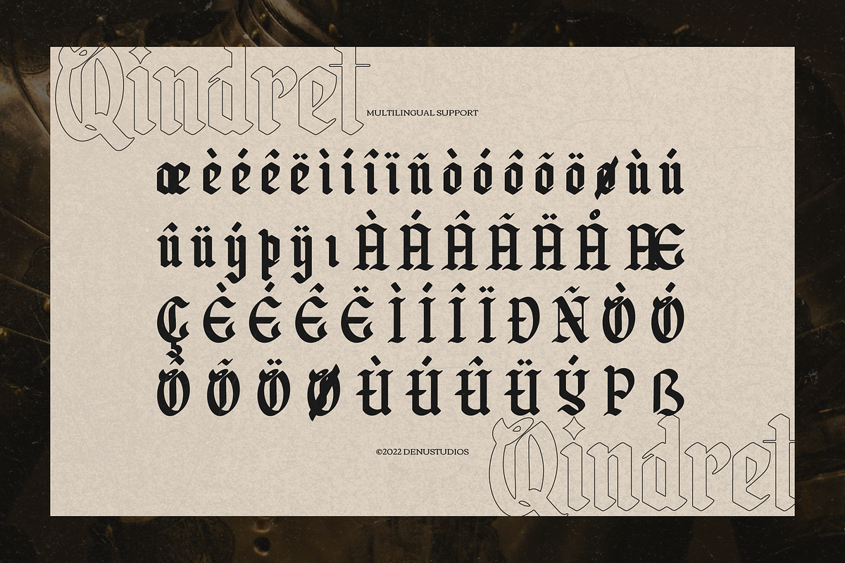 Qindret | Blackletter Typeface, a Blackletter Font by Denustudios (Photo 12 of 12)