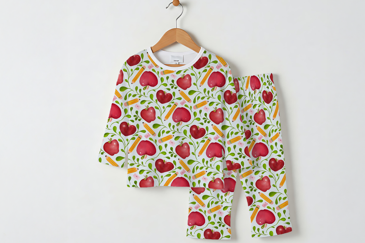 Apple and Pencil Watercolor Pattern, a Pattern Graphic by Little Creative Scribbles (Photo 4 of 6)