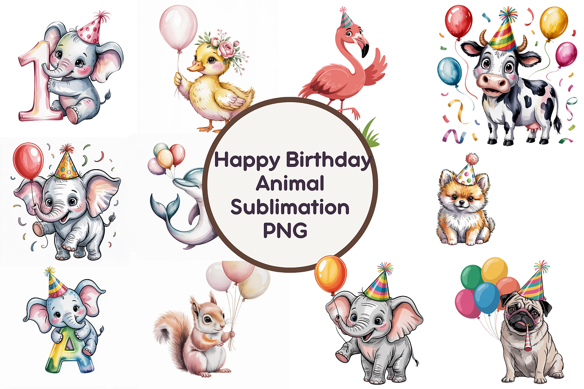 Happy Birthday Animal Sublimation, an Illustration by Milano Creative (Photo 1 of 3)