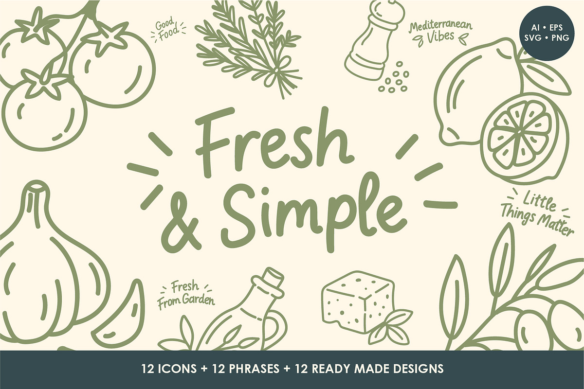 Mediterranean Food Doodle Set, a Food Illustration by OREHOVKA (Photo 1 of 5)