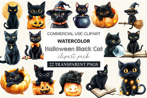 Halloween Black Cat Clipart, an Animal Illustration by cherrydesign