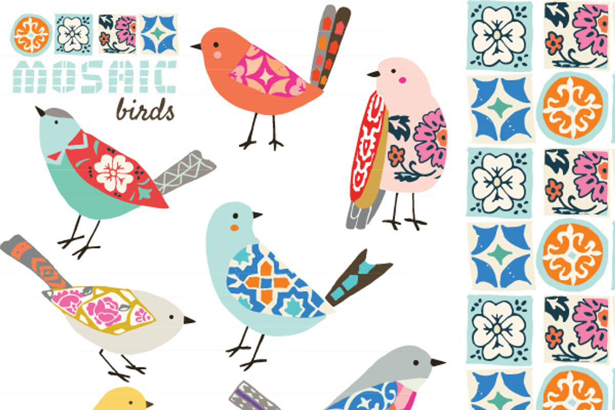 Mosaic Birds EPS, a Decorative Illustration by sabinar
