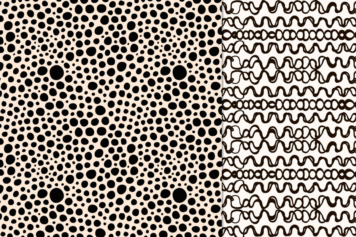 6 Black Sketched Seamless Patterns, a Pattern Graphic by Olya Creative (Photo 2 of 4)