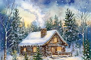 Rustic Christmas Cabin, a Background Graphic by Printable Treasure (Thumbnail 2 of 7)