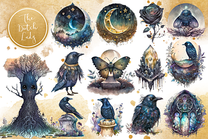 Mystical Ravens Halloween Clipart